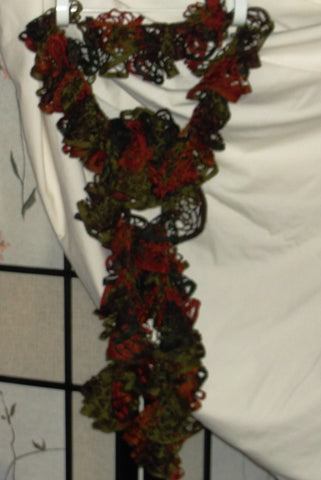 #115 Shades of Autumn with Greens, Black & Browns.  Length is 3' 8"