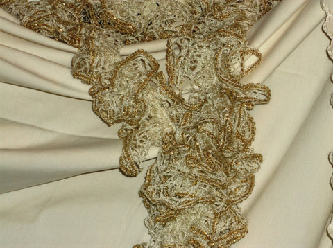 #120 Beautiful White/Creme with Gold Trim Sequins (various lengths)